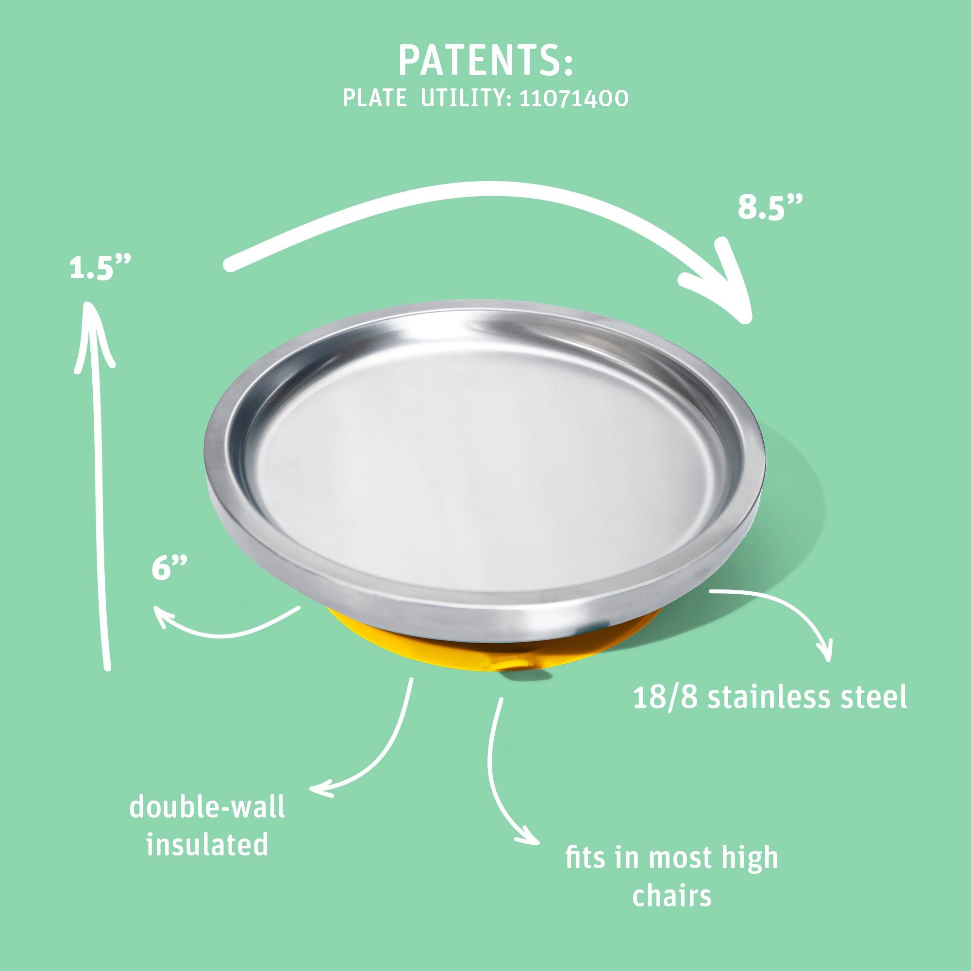 Baby Round Open Plate | Stainless Steel & Silicone