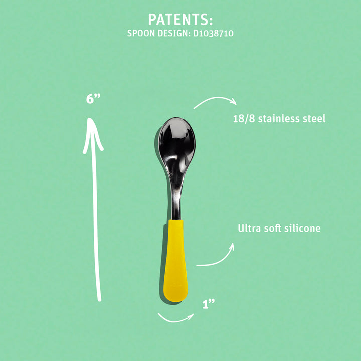 Stainless Steel Single Baby Spoon - BLW Infant Self Feeding Spoons | Wide - Short - Avanchy Sustainable Baby Dishware
